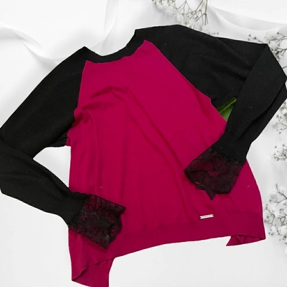 Custom Size Small Magenta + Black Michael Kors Split Back Sweater